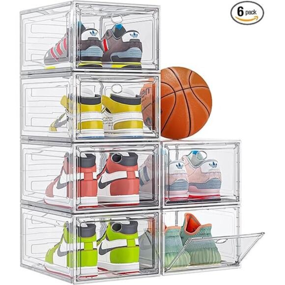 Thicken & Sturdy Clear Shoe Storage Organizer Magnetic Door, Stackable Boxes - Picture 6 of 6